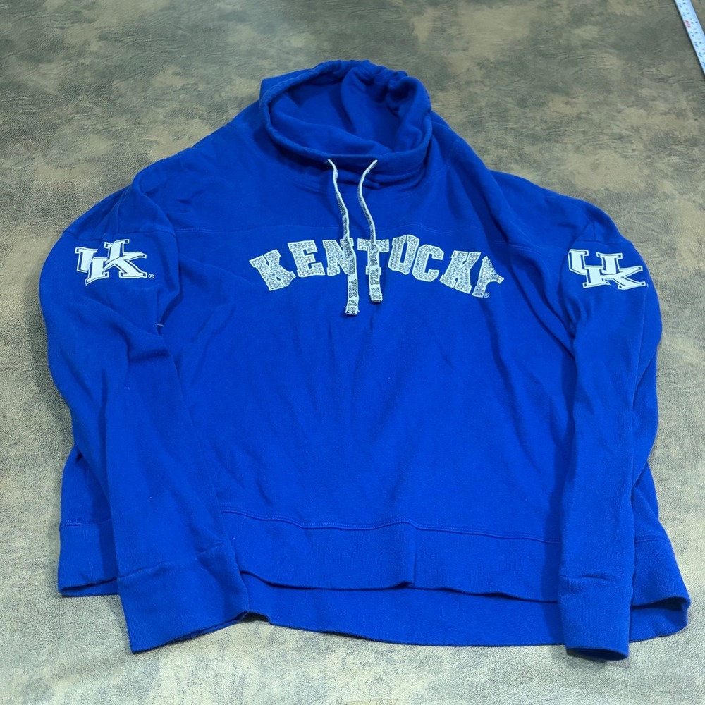 PINK Kentucky Wildcats Pullover Womens Large Blue Funnel Neck Sweatshirt 7164